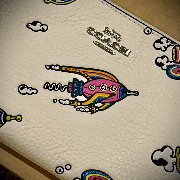 Coach Handbags - Cosmic Coach Corner Zip Rocket Print Wristlet CW864